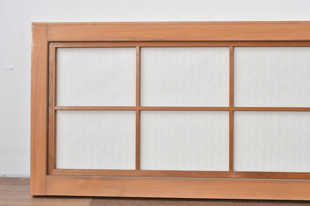ヴィンテージ建具　昭和中期　すっきりとした筬目が上品な裏障子付き筬欄間2枚セット　(R-085082)