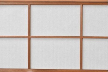 ヴィンテージ建具　昭和中期　すっきりとした筬目が上品な裏障子付き筬欄間2枚セット　(R-085082)