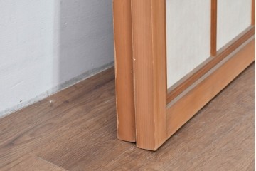 ヴィンテージ建具　昭和中期　すっきりとした筬目が上品な裏障子付き筬欄間2枚セット　(R-085082)