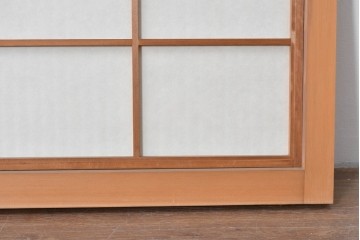 ヴィンテージ建具　昭和中期　すっきりとした筬目が上品な裏障子付き筬欄間2枚セット　(R-085082)