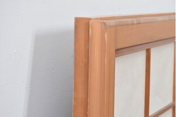 ヴィンテージ建具　昭和中期　すっきりとした筬目が上品な裏障子付き筬欄間2枚セット　(R-085082)