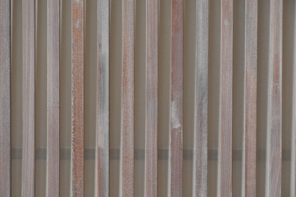 ヴィンテージ建具　昭和中期　すっきりとした筬目が上品な裏障子付き筬欄間2枚セット　(R-085082)