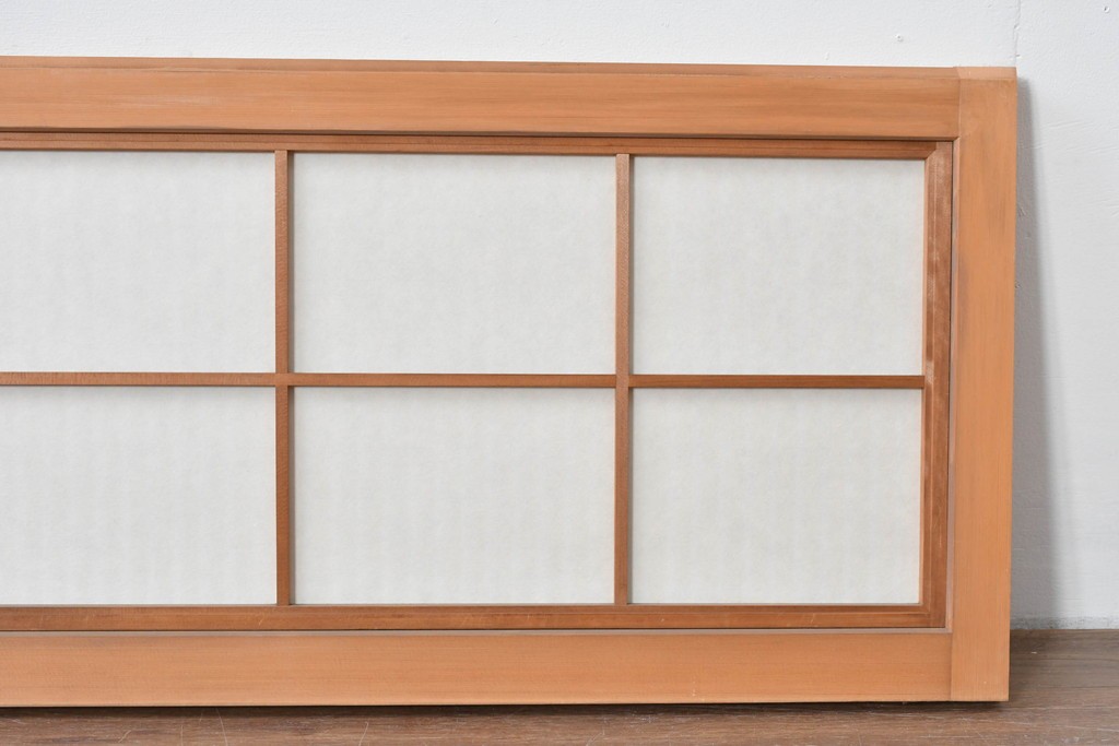 ヴィンテージ建具　昭和中期　すっきりとした筬目が上品な裏障子付き筬欄間2枚セット　(R-085082)