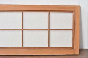 ヴィンテージ建具　昭和中期　すっきりとした筬目が上品な裏障子付き筬欄間2枚セット　(R-085082)