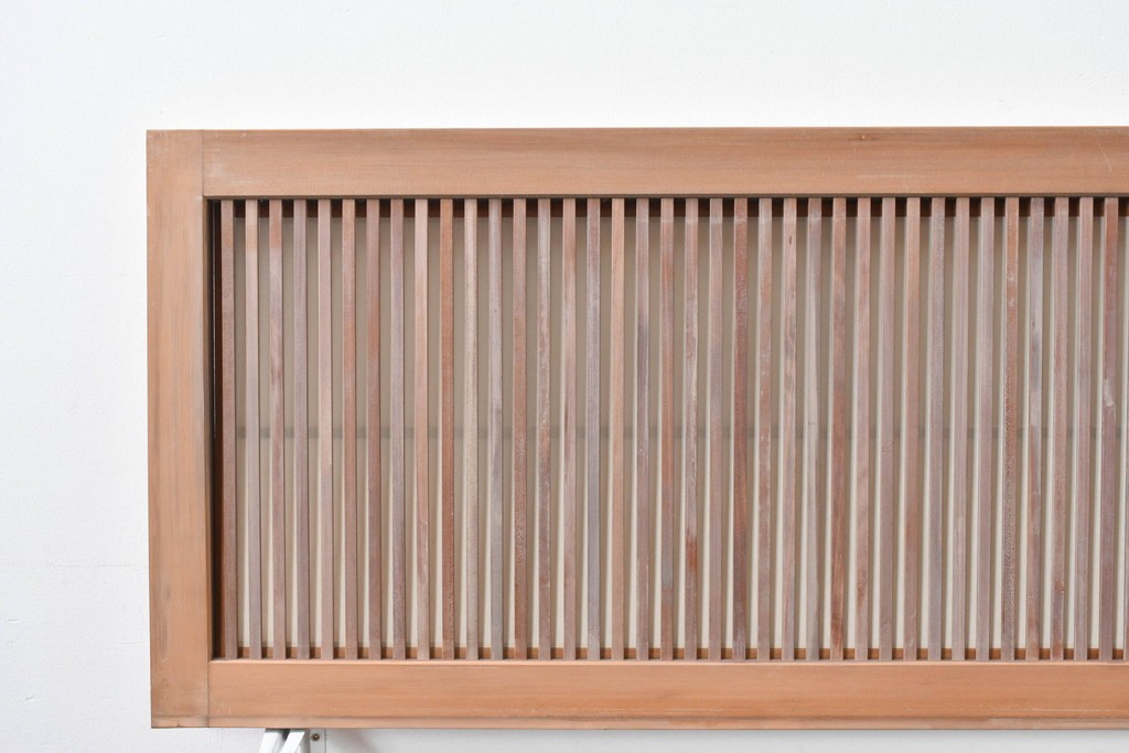 ヴィンテージ建具　昭和中期　すっきりとした筬目が上品な裏障子付き筬欄間2枚セット　(R-085082)