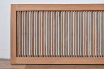 ヴィンテージ建具　昭和中期　すっきりとした筬目が上品な裏障子付き筬欄間2枚セット　(R-085082)