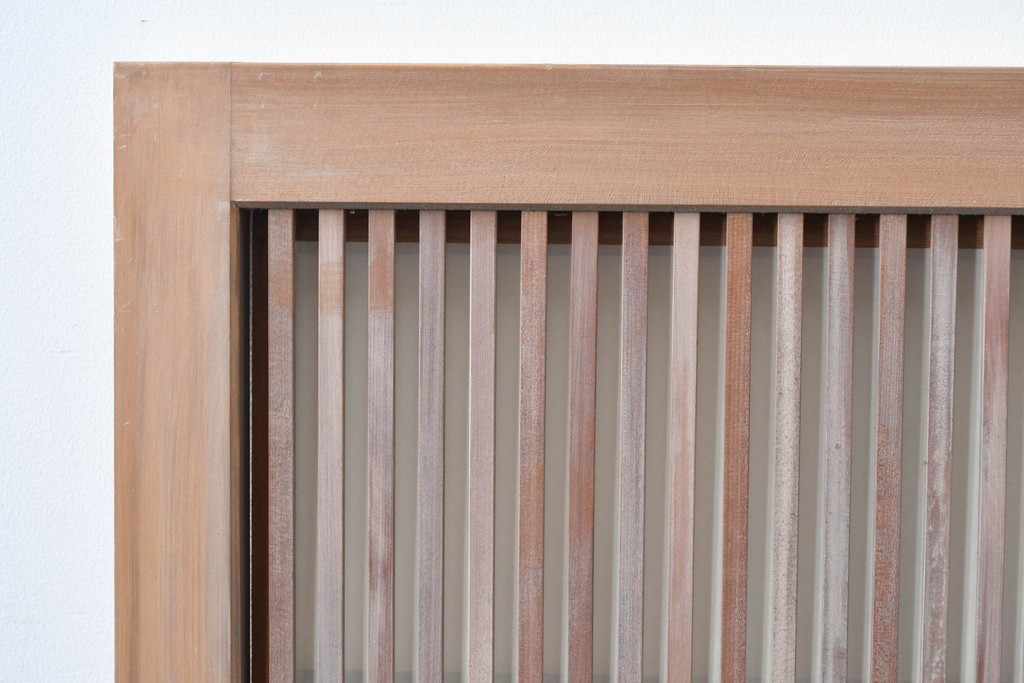 ヴィンテージ建具　昭和中期　すっきりとした筬目が上品な裏障子付き筬欄間2枚セット　(R-085082)