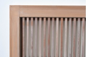 ヴィンテージ建具　昭和中期　すっきりとした筬目が上品な裏障子付き筬欄間2枚セット　(R-085082)