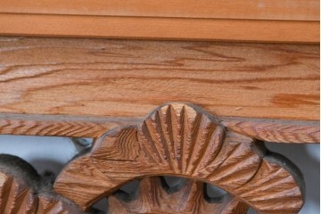 ヴィンテージ建具　松に鶴の図　丁寧に彫り込まれた彫刻入り欄間2枚セット　(R-085083)