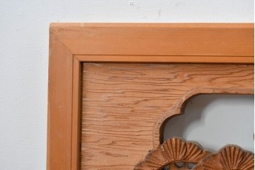 ヴィンテージ建具　松に鶴の図　丁寧に彫り込まれた彫刻入り欄間2枚セット　(R-085083)