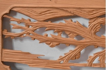 ヴィンテージ建具　昭和中期～後期　松竹梅の木彫りが両面に施された欄間2枚セット　(R-085084)