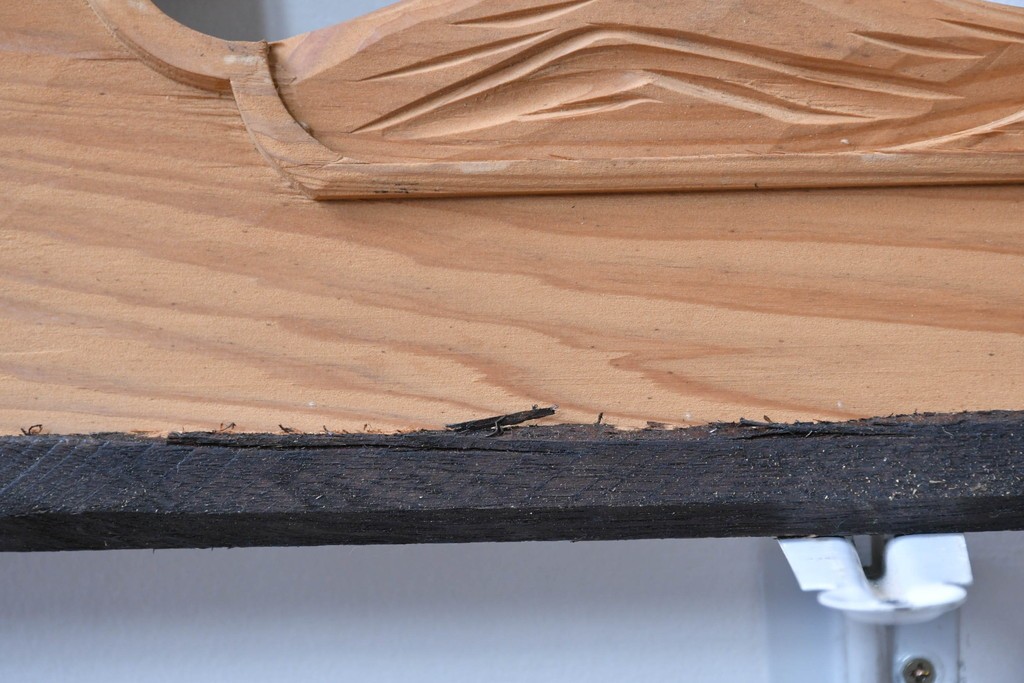 ヴィンテージ建具　昭和中期～後期　松竹梅の木彫りが両面に施された欄間2枚セット　(R-085084)