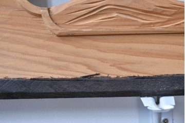 ヴィンテージ建具　昭和中期～後期　松竹梅の木彫りが両面に施された欄間2枚セット　(R-085084)