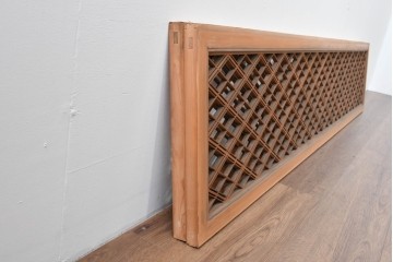 ヴィンテージ建具　昭和後期　細やかに組まれた菱格子の組子欄間2枚セット　(R-085085)