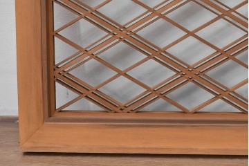 ヴィンテージ建具　昭和後期　細やかに組まれた菱格子の組子欄間2枚セット　(R-085085)