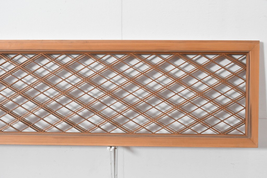 ヴィンテージ建具　昭和後期　細やかに組まれた菱格子の組子欄間2枚セット　(R-085085)