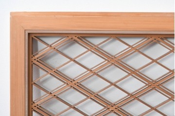 ヴィンテージ建具　昭和後期　細やかに組まれた菱格子の組子欄間2枚セット　(R-085085)