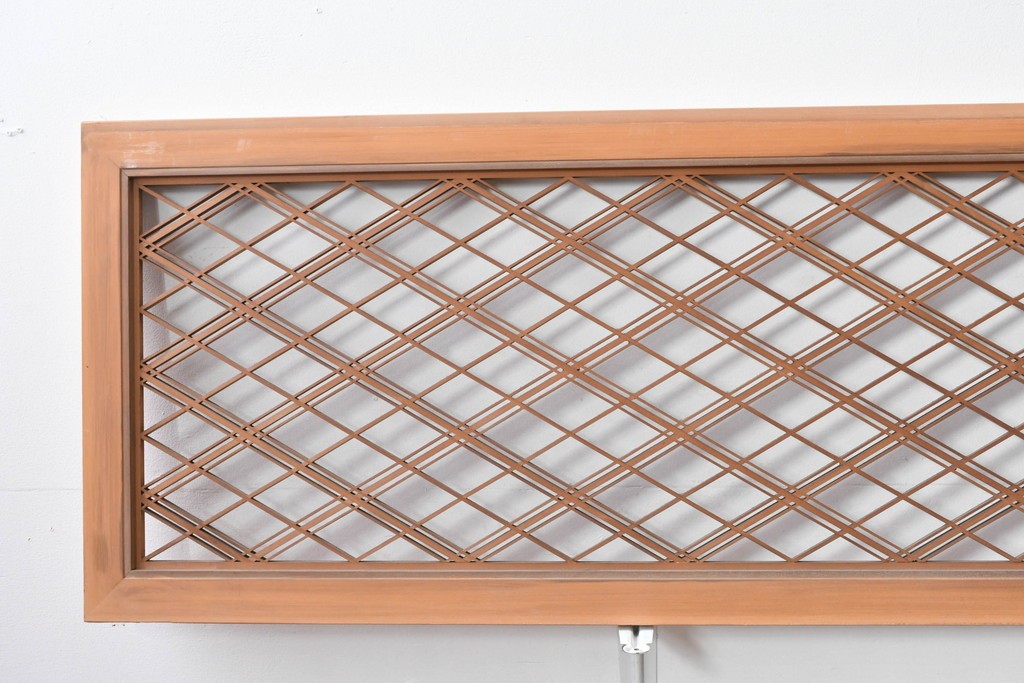 ヴィンテージ建具　昭和後期　細やかに組まれた菱格子の組子欄間2枚セット　(R-085085)