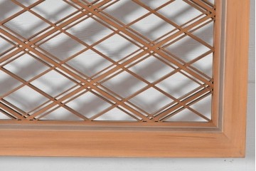 ヴィンテージ建具　昭和後期　細やかに組まれた菱格子の組子欄間2枚セット　(R-085085)