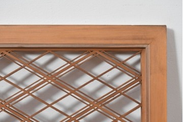 ヴィンテージ建具　昭和後期　細やかに組まれた菱格子の組子欄間2枚セット　(R-085085)