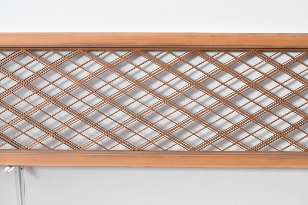 ヴィンテージ建具　昭和後期　細やかに組まれた菱格子の組子欄間2枚セット　(R-085085)