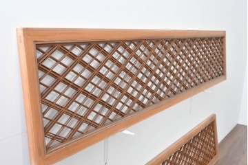 ヴィンテージ建具　昭和後期　細やかに組まれた菱格子の組子欄間2枚セット　(R-085085)