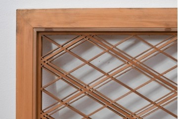 ヴィンテージ建具　昭和後期　細やかに組まれた菱格子の組子欄間2枚セット　(R-085085)
