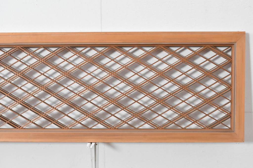 ヴィンテージ建具　昭和後期　細やかに組まれた菱格子の組子欄間2枚セット　(R-085085)