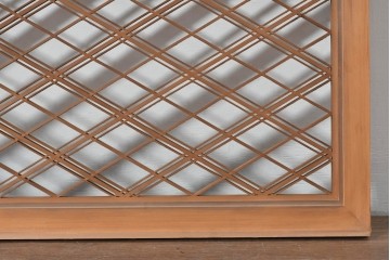 ヴィンテージ建具　昭和後期　細やかに組まれた菱格子の組子欄間2枚セット　(R-085085)