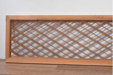 ヴィンテージ建具　昭和後期　細やかに組まれた菱格子の組子欄間2枚セット　(R-085085)