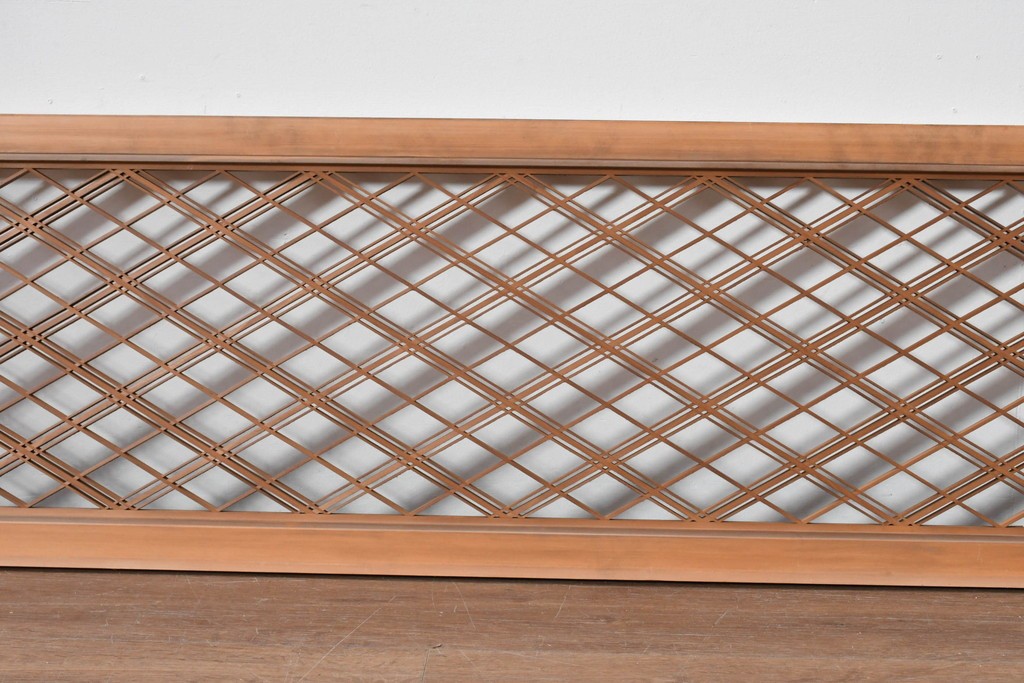 ヴィンテージ建具　昭和後期　細やかに組まれた菱格子の組子欄間2枚セット　(R-085085)