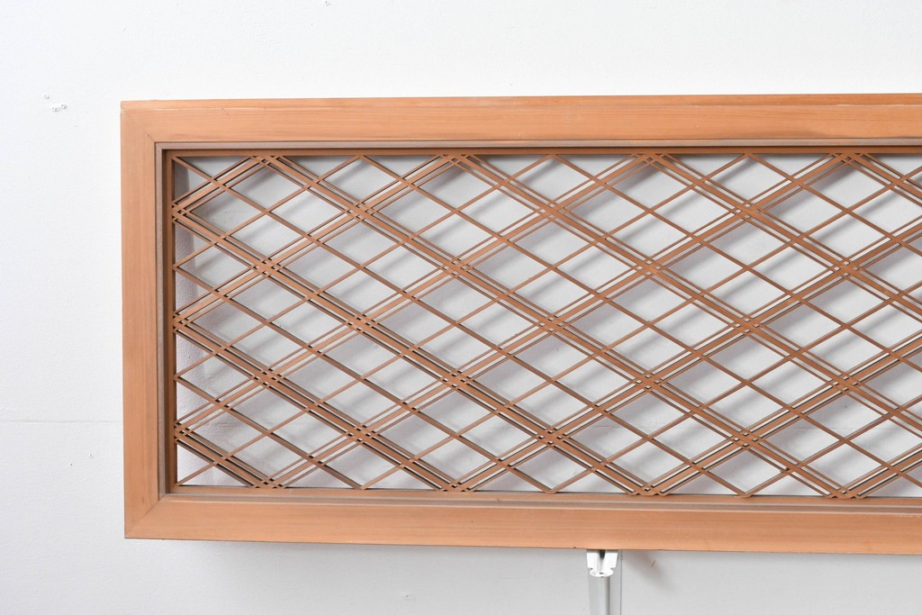 ヴィンテージ建具　昭和後期　細やかに組まれた菱格子の組子欄間2枚セット　(R-085085)