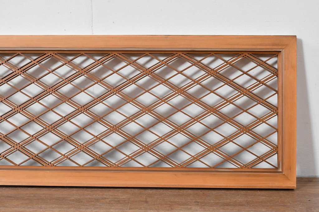 ヴィンテージ建具　昭和後期　細やかに組まれた菱格子の組子欄間2枚セット　(R-085085)