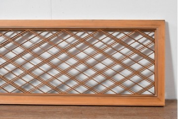 ヴィンテージ建具　昭和後期　細やかに組まれた菱格子の組子欄間2枚セット　(R-085085)