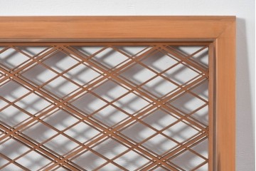 ヴィンテージ建具　昭和後期　細やかに組まれた菱格子の組子欄間2枚セット　(R-085085)
