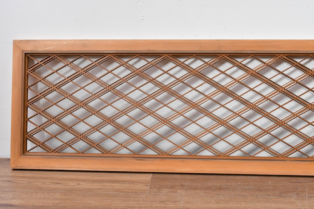 ヴィンテージ建具　昭和後期　細やかに組まれた菱格子の組子欄間2枚セット　(R-085085)