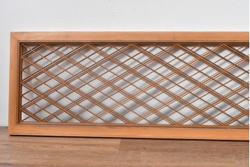 ヴィンテージ建具　昭和後期　細やかに組まれた菱格子の組子欄間2枚セット　(R-085085)