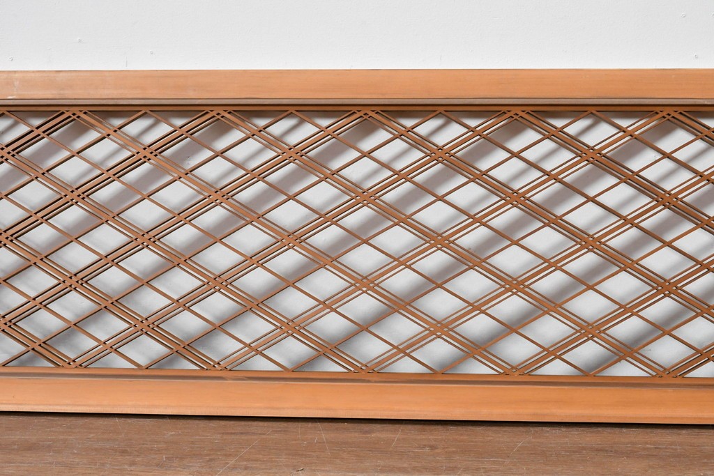 ヴィンテージ建具　昭和後期　細やかに組まれた菱格子の組子欄間2枚セット　(R-085085)