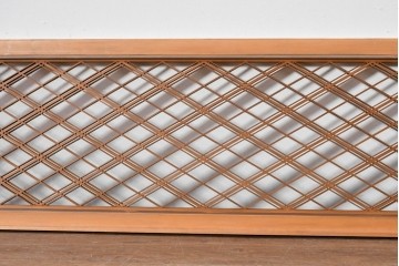 ヴィンテージ建具　昭和後期　細やかに組まれた菱格子の組子欄間2枚セット　(R-085085)