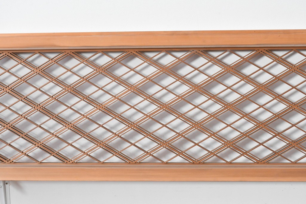 ヴィンテージ建具　昭和後期　細やかに組まれた菱格子の組子欄間2枚セット　(R-085085)