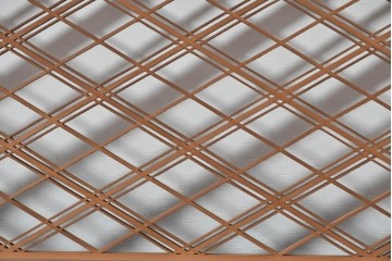 ヴィンテージ建具　昭和後期　細やかに組まれた菱格子の組子欄間2枚セット　(R-085085)