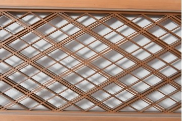 ヴィンテージ建具　昭和後期　細やかに組まれた菱格子の組子欄間2枚セット　(R-085085)