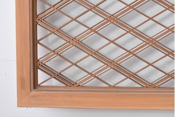 ヴィンテージ建具　昭和後期　細やかに組まれた菱格子の組子欄間2枚セット　(R-085085)