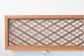 ヴィンテージ建具　昭和後期　細やかに組まれた菱格子の組子欄間2枚セット　(R-085086)