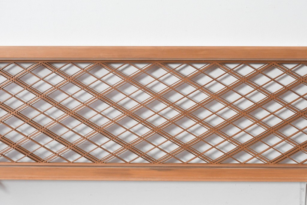 ヴィンテージ建具　昭和後期　細やかに組まれた菱格子の組子欄間2枚セット　(R-085086)