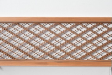 ヴィンテージ建具　昭和後期　細やかに組まれた菱格子の組子欄間2枚セット　(R-085086)