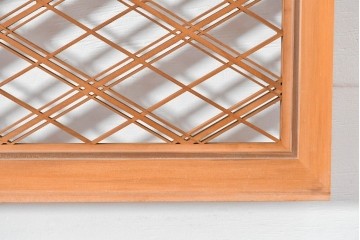 ヴィンテージ建具　昭和後期　細やかに組まれた菱格子の組子欄間2枚セット　(R-085086)