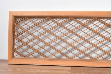 ヴィンテージ建具　昭和後期　細やかに組まれた菱格子の組子欄間2枚セット　(R-085086)