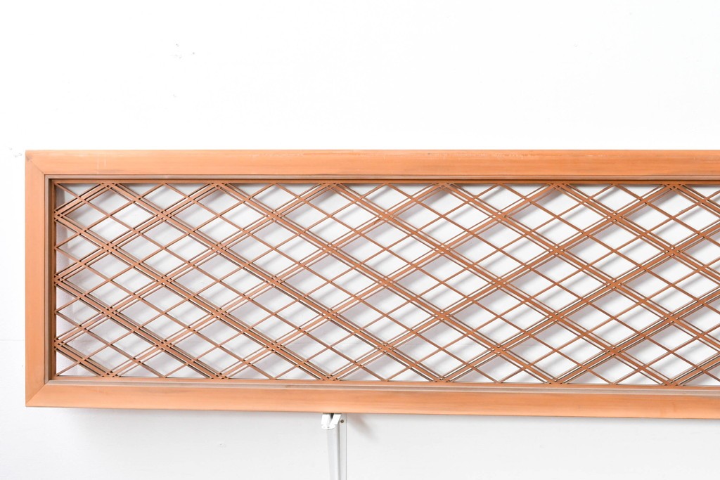 ヴィンテージ建具　昭和後期　細やかに組まれた菱格子の組子欄間2枚セット　(R-085086)