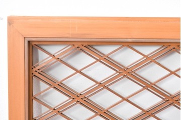 ヴィンテージ建具　昭和後期　細やかに組まれた菱格子の組子欄間2枚セット　(R-085086)